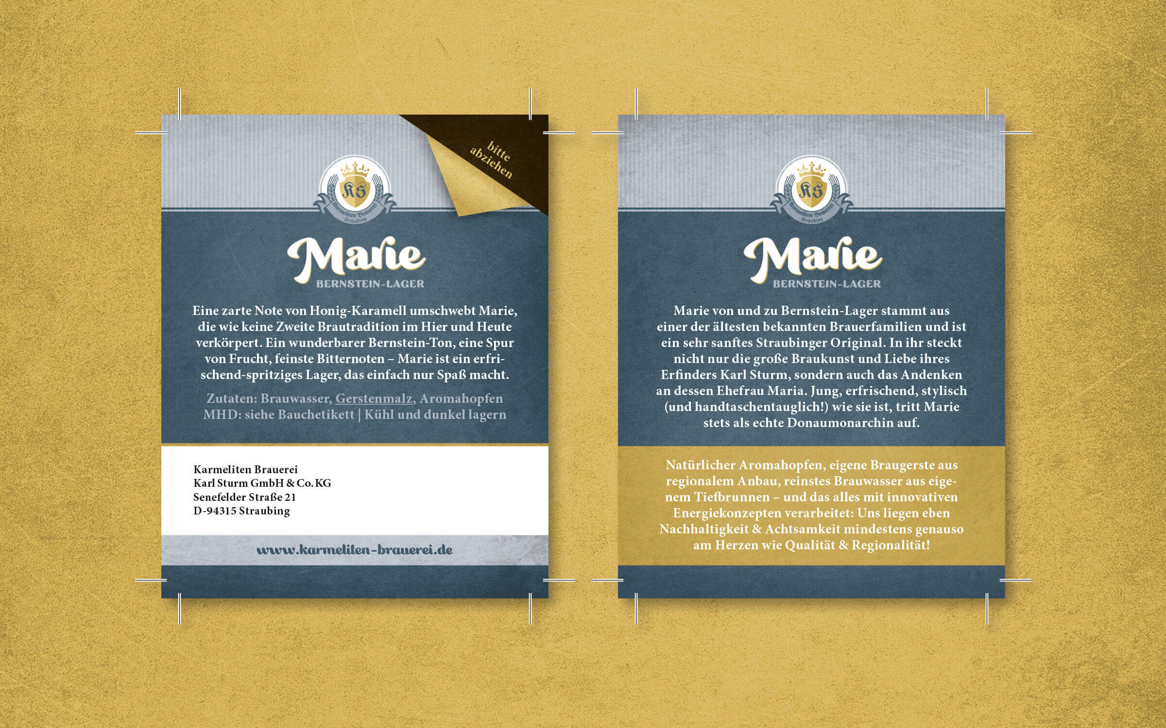 Karmeliten Brauerei – Rückenetikett »Marie«